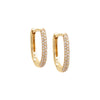 14K Gold / Single Diamond Pavé Oval Huggie Earring 14K - Adina Eden's Jewels