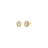 14K Gold / 0.25 CT Lab Grown Diamond Oval Bezel Stud Earring 14K - Adina Eden's Jewels
