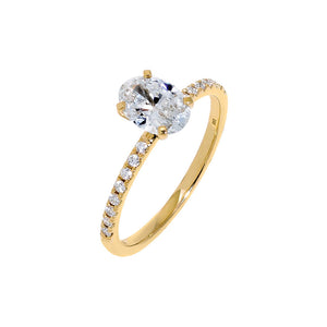 14K Gold / 5 Lab Grown Diamond Pave Oval Cut Engagement Ring 14K - Adina Eden's Jewels