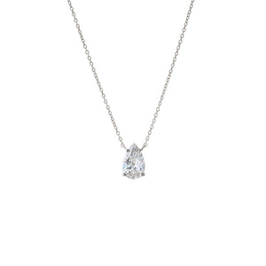 14K White Gold / 1CT Lab Grown Diamond Pear Solitaire Necklace 14K - Adina Eden's Jewels