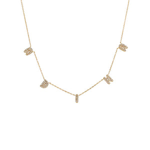 14K Gold Diamond Pave Bubble Scattered Name Necklace 14K - Adina Eden's Jewels