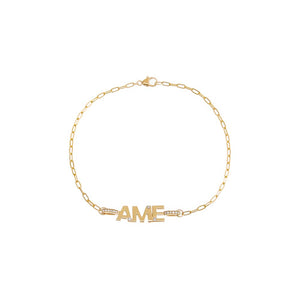 Diamond Accented Mini Monogram Bracelet 14K