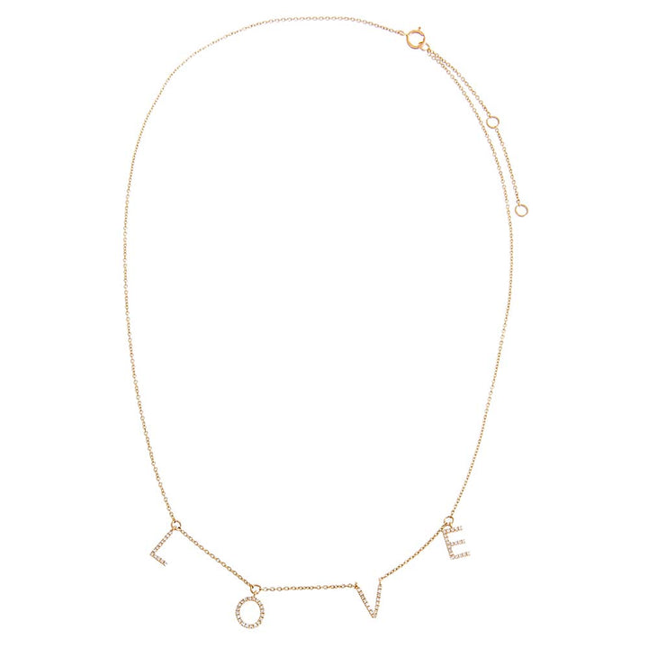  Diamond Pave Dangling Love Necklace 14K - Adina Eden's Jewels