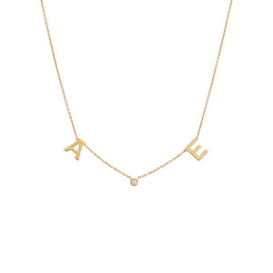 14K Gold Solid Initial X Diamond Bezel Necklace 14K - Adina Eden's Jewels