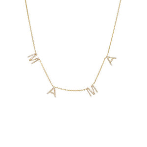 14K Gold Diamond Pave Mama Necklace 14K - Adina Eden's Jewels