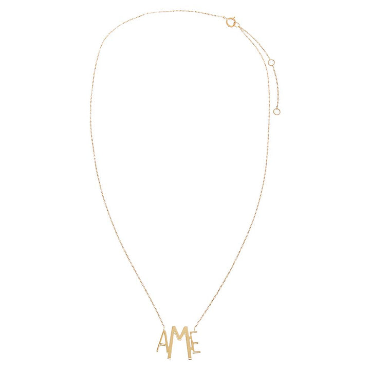  Solid Graduated Block Monogram Necklace 14K - Adina Eden's Jewels