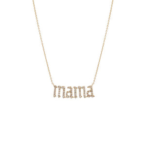 14K Gold Diamond Pave Mama Nameplate Necklace 14K - Adina Eden's Jewels