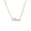 14K Gold Diamond Pave Script Name Paperclip Link Necklace 14K - Adina Eden's Jewels