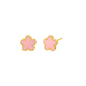 Pink Kids Enamel Colored Flower Stud Earring 14K - Adina Eden's Jewels