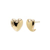 14K Gold Solid Puffy Heart Curved Stud Earring 14K - Adina Eden's Jewels