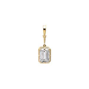 Lab Grown Diamond Vintage Emerald Prong Set Charm 14K