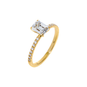 Lab Grown Diamond Pave Emerald Cut Engagement Ring 14K