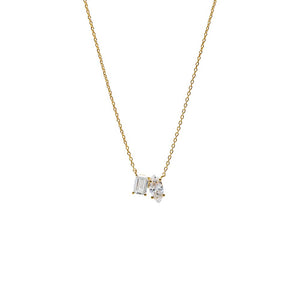 Gold Lab Grown Diamond Marquise X Emerald Necklace - Adina Eden's Jewels