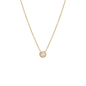 14K Gold / 0.25 CT Lab Grown Diamond Solitaire Bezel Necklace 14K - Adina Eden's Jewels
