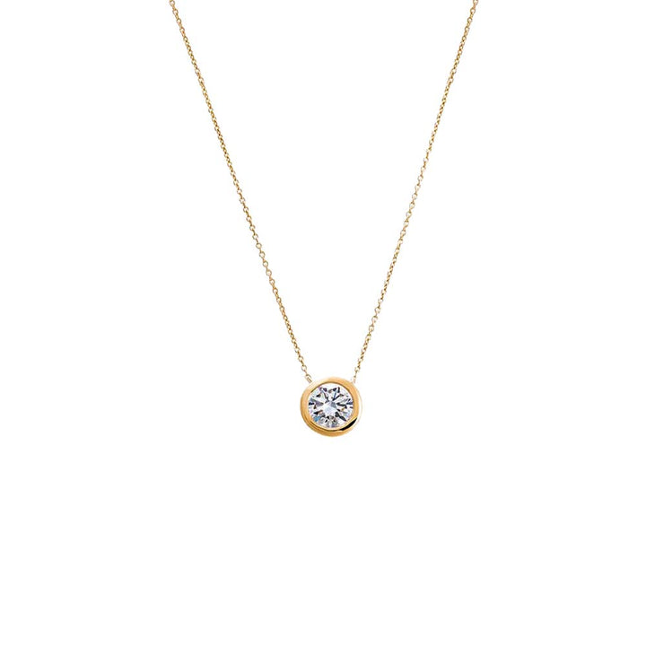 14K Gold / 0.25 CT Lab Grown Diamond Solitaire Bezel Necklace 14K - Adina Eden's Jewels