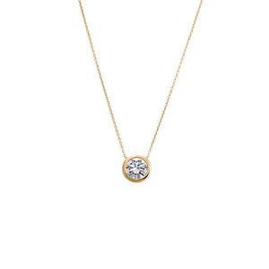  Lab Grown Diamond Solitaire Bezel Necklace 14K - Adina Eden's Jewels