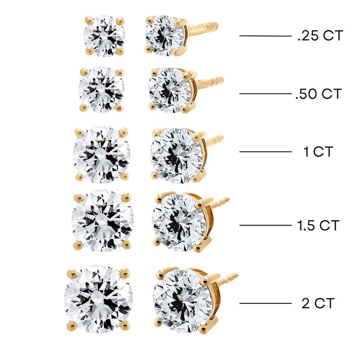  Lab Grown Diamond Solitaire Four Prong Stud Earring 14K - Adina Eden's Jewels
