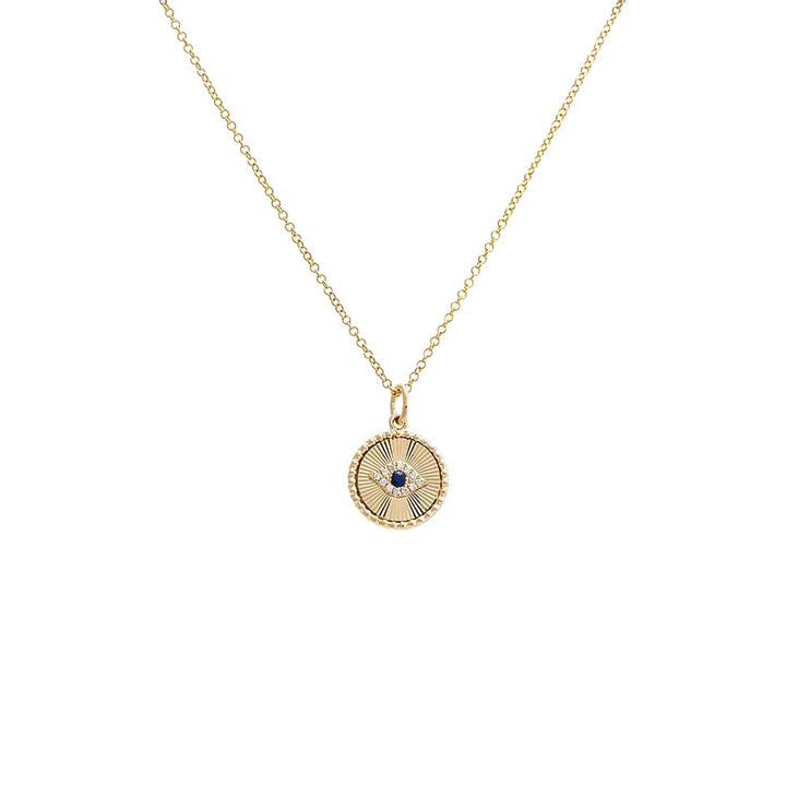  Diamond Evil Eye Disc Pendant Necklace 14K - Adina Eden's Jewels