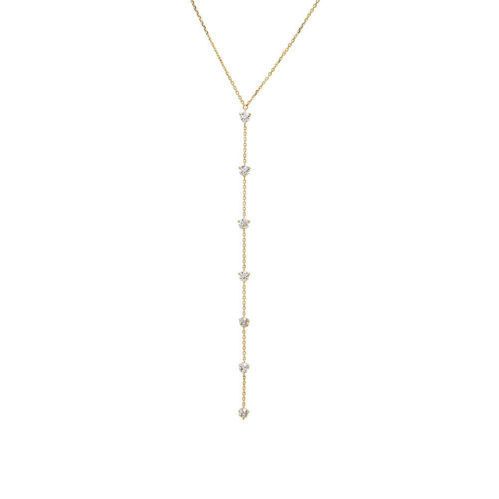 14K Gold Diamond Scattered Drop Lariat Necklace 14K - Adina Eden's Jewels