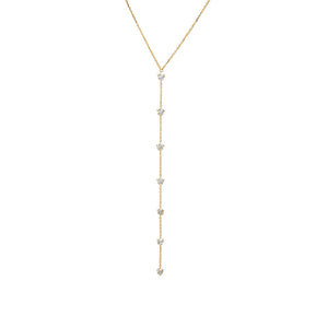 14K Gold Diamond Scattered Drop Lariat Necklace 14K - Adina Eden's Jewels