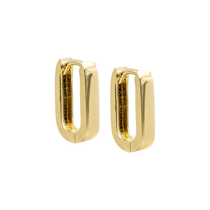 14K Gold Tiny Solid Paperclip Huggie Earring 14K - Adina Eden's Jewels