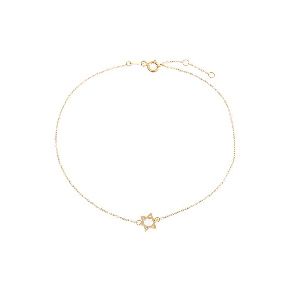14K Gold Solid Star Of David Pendant Anklet 14K - Adina Eden's Jewels