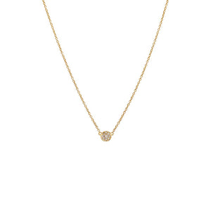 14K Gold Diamond Pave Mini Disc Necklace 14K - Adina Eden's Jewels