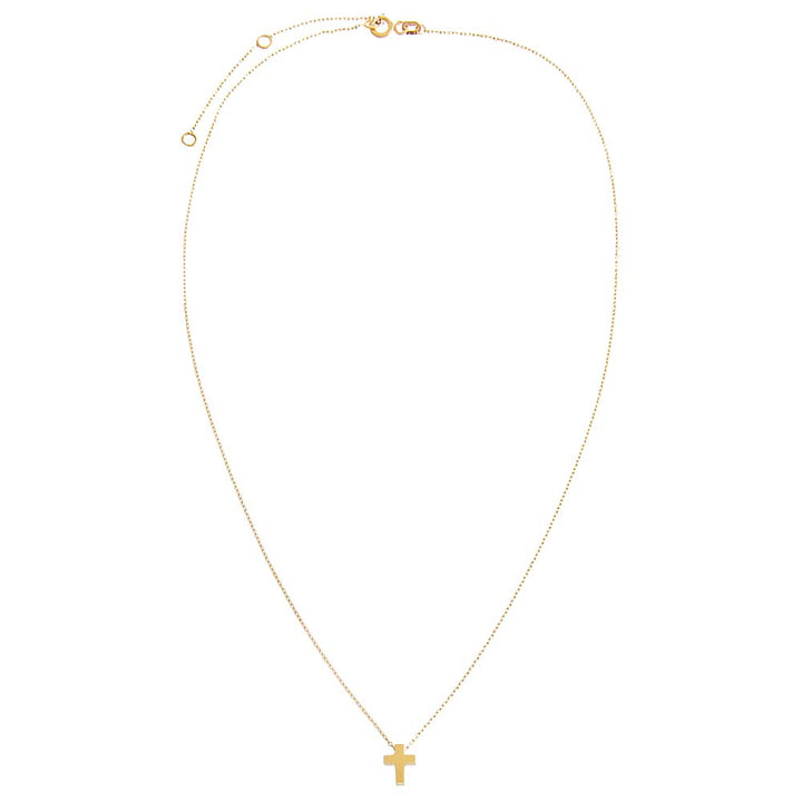  Tiny Solid Cross Necklace 14K - Adina Eden's Jewels