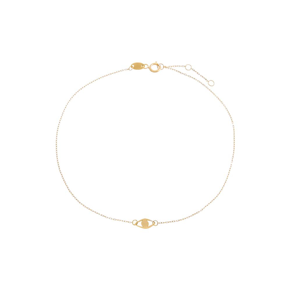 14K Gold Solid Evil Eye Pendant Anklet 14K - Adina Eden's Jewels