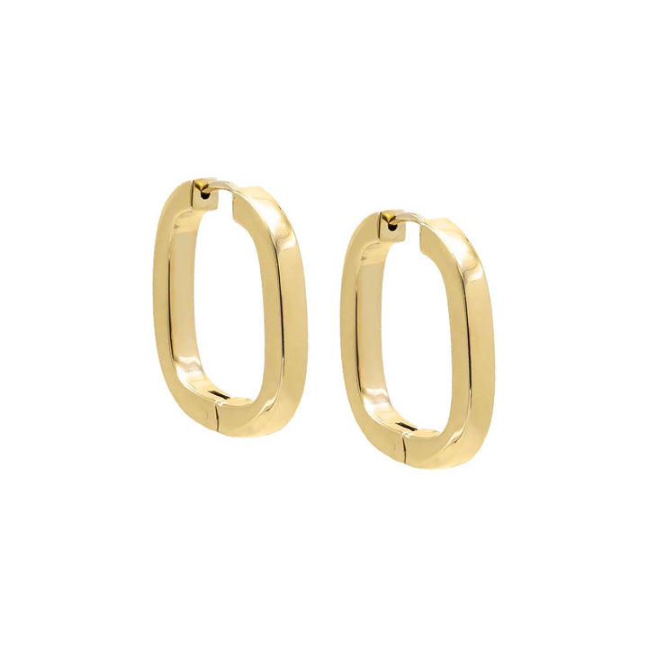 14K Gold Solid Large Square Shape Hoop Earring 14K - Adina Eden's Jewels