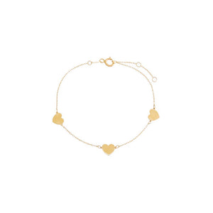14K Gold Solid Multi Heart Bracelet 14K - Adina Eden's Jewels