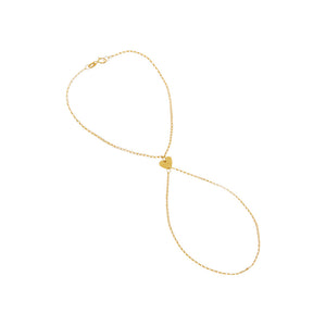 Solid Heart Hand Chain Bracelet 14K