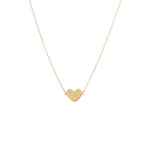 14K Gold Solid Heart Pendant Necklace 14K - Adina Eden's Jewels