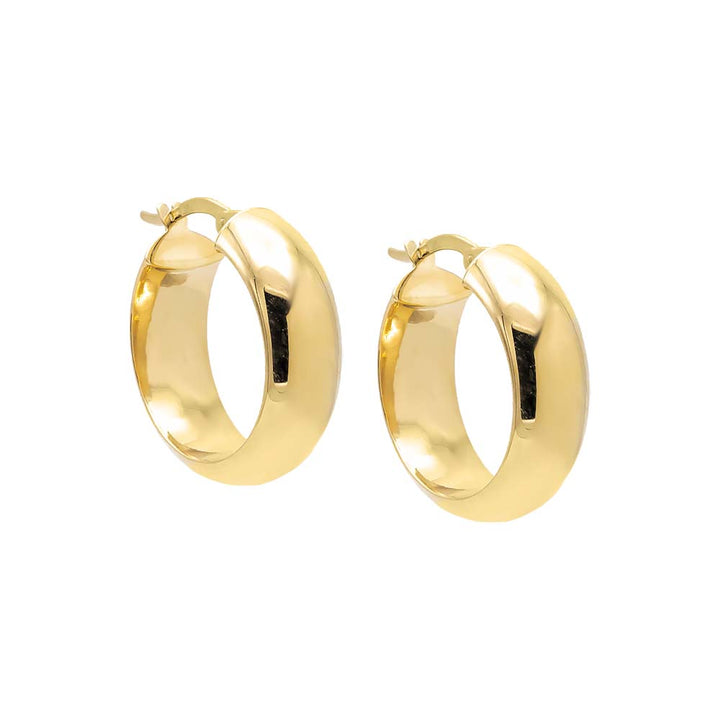 14K Gold Solid Wide Rounded Hoop Earring 14K - Adina Eden's Jewels
