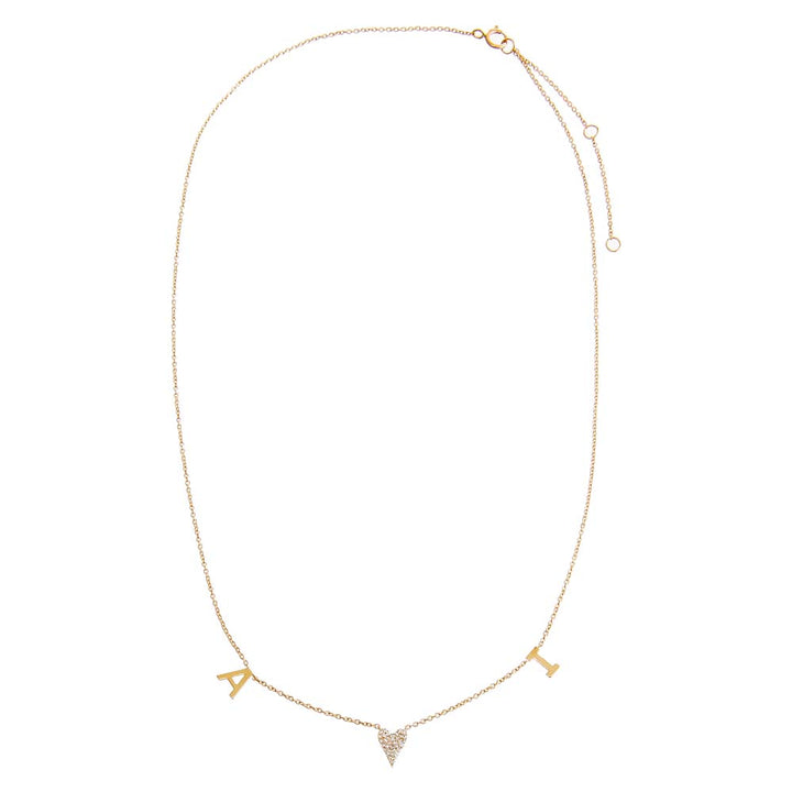  Diamond Pave Heart X Double Initial Necklace 14K - Adina Eden's Jewels