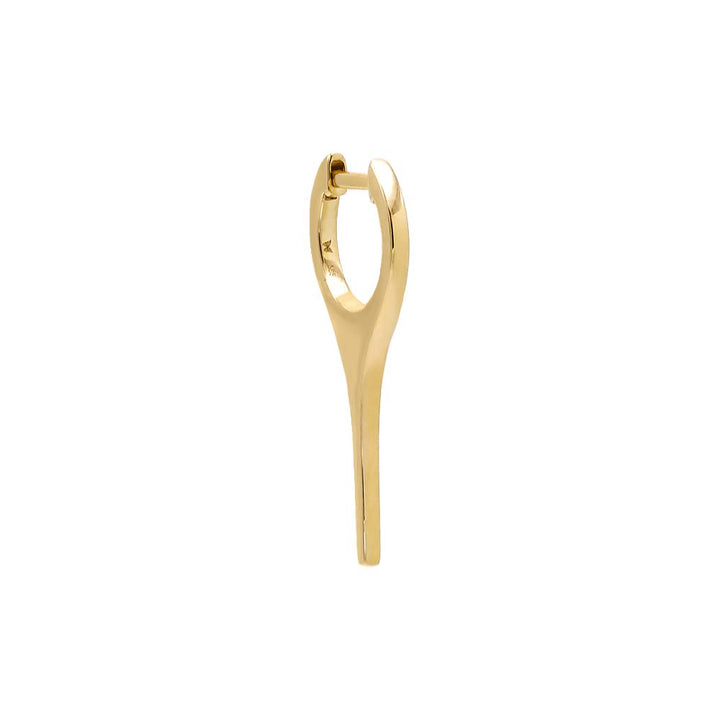 14K Gold / Single / 25MM Solid Elongated Spike Huggie Earring 14K - Adina Eden's Jewels