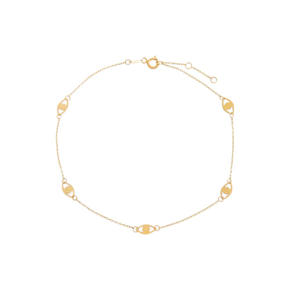 14K Gold Solid Multi Evil Eye Anklet 14K - Adina Eden's Jewels