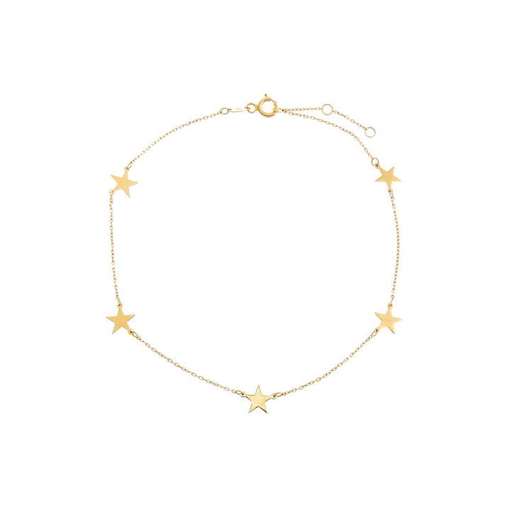 14K Gold Solid Multi Star Anklet 14K - Adina Eden's Jewels