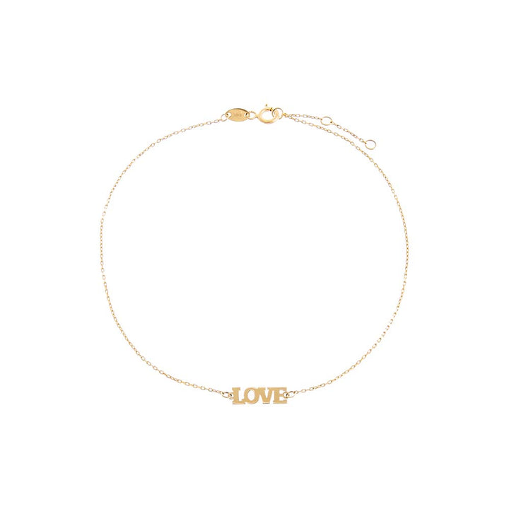 14K Gold Solid Love Nameplate Anklet 14K - Adina Eden's Jewels