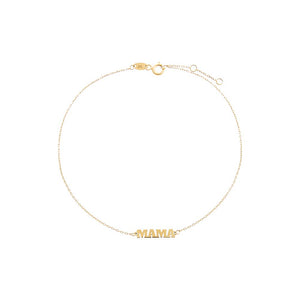 14K Gold Solid Mama Nameplate Anklet 14K - Adina Eden's Jewels