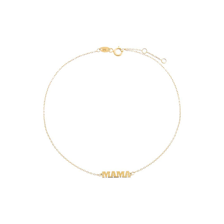 14K Gold Solid Mama Nameplate Anklet 14K - Adina Eden's Jewels