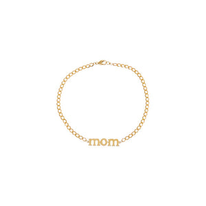 14K Gold Solid Lowercase Mom Plate Cuban Chain Bracelet 14K - Adina Eden's Jewels