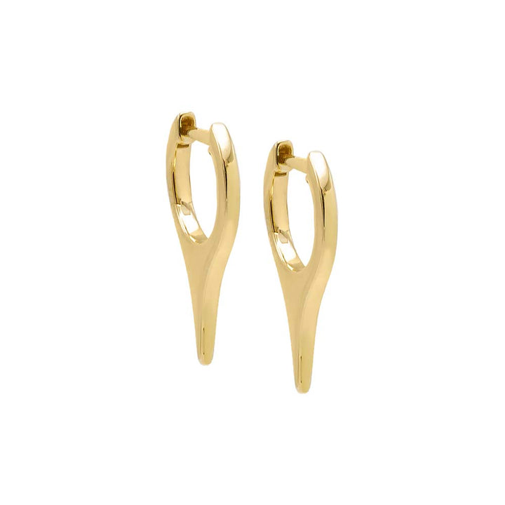 14K Gold / Pair / 20MM Solid Elongated Spike Huggie Earring 14K - Adina Eden's Jewels