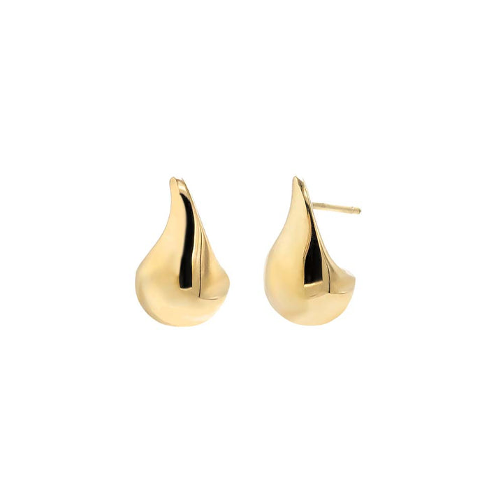 14K Gold Solid Curved Teardrop Hoop Earring 14K - Adina Eden's Jewels