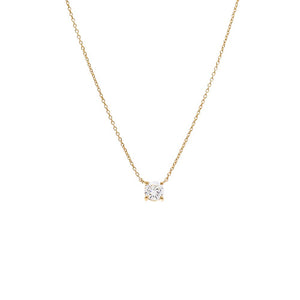 14K Gold / 0.25 CT Lab Grown Diamond Round Solitaire Necklace 14K - Adina Eden's Jewels