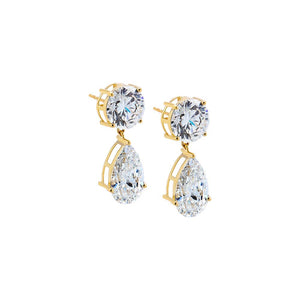 Lab Grown Diamond Round/Pear Drop Stud Earring 14K