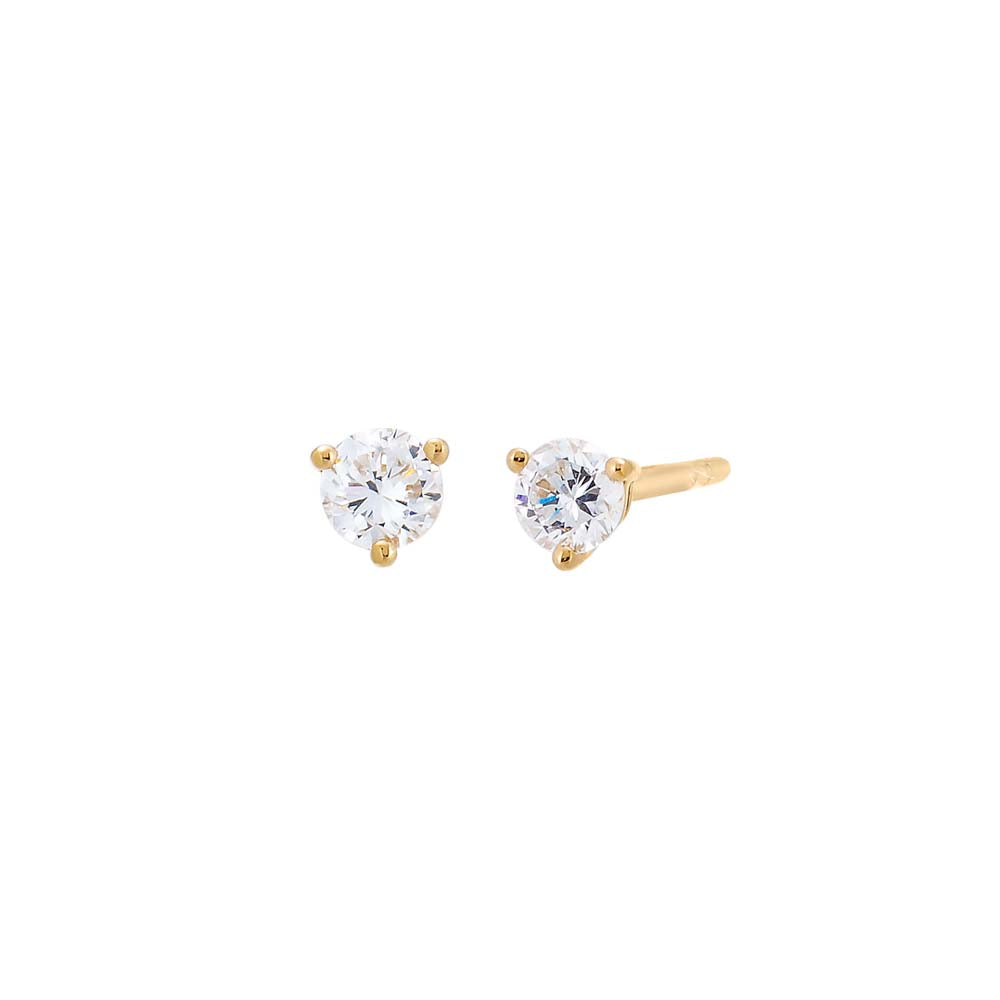 14K Gold / 0.50 CT Lab Grown Diamond Solitaire Three Prong Stud Earring 14K - Adina Eden's Jewels