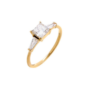 14K Gold / 6 Lab Grown Diamond Princess Cut Tapered Baguette Engagement Ring 14K - Adina Eden's Jewels