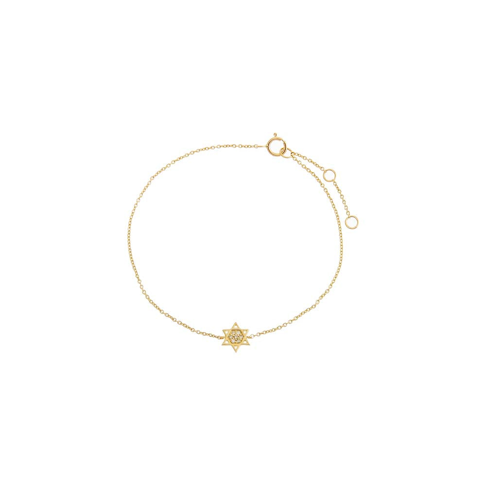 14K Gold Diamond Star of David Bracelet 14K - Adina Eden's Jewels
