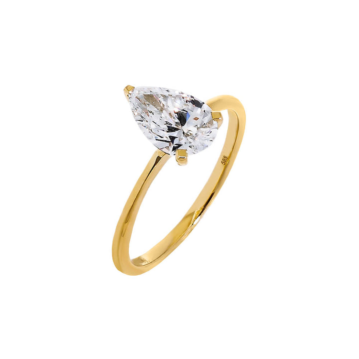  Lab Grown Diamond Pear Engagement Ring 14K - Adina Eden's Jewels